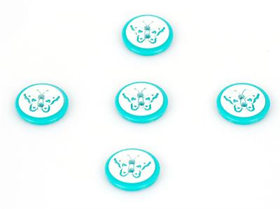 5 Butterfly Figure Buttons Turquoise 15mm long