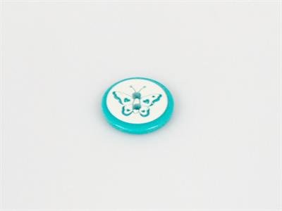 5 Butterfly Figure Buttons Turquoise 15mm long