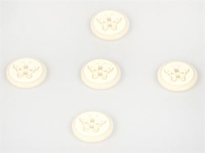 5 Butterfly Figure Buttons White 15mm long