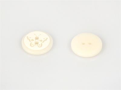 5 Butterfly Figure Buttons White 15mm long