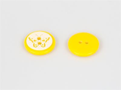 5 Butterfly Figure Buttons Yellow 15mm long