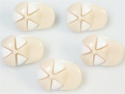 5 Cap Figure Buttons Beige, White 15mm long