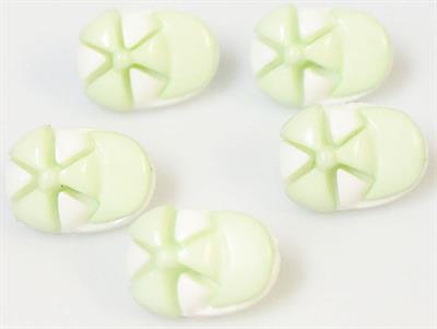 5 Cap Figure Buttons Light Green, White 15mm long