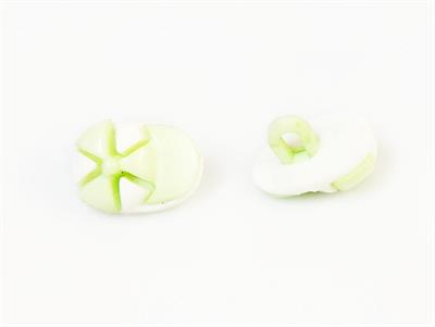 5 Cap Figure Buttons Light Green, White 15mm long
