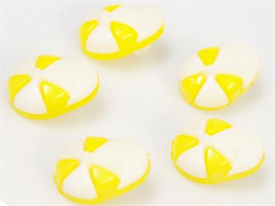 5 Cap Figure Buttons White, Dark Yellow 15mm long