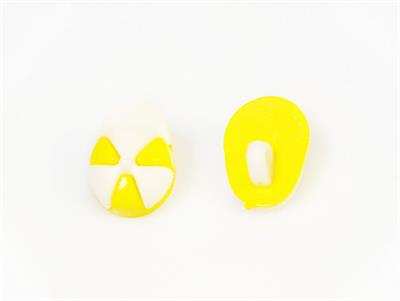 5 Cap Figure Buttons White, Dark Yellow 15mm long