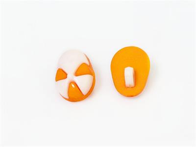 5 Cap Figure Buttons White, Orange 15mm long