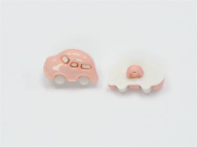 5 Car Figure Buttons Antique Pink, White 15mm long