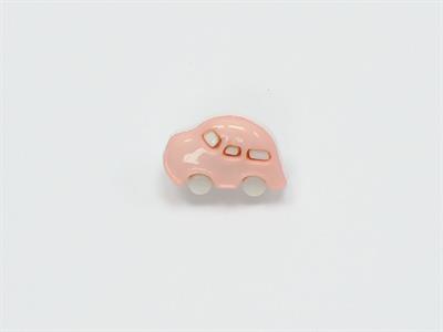 5 Car Figure Buttons Antique Pink, White 15mm long
