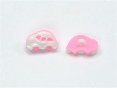 5 Car Figure Buttons Baby Pink, White 15mm long