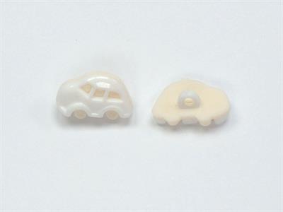 5 Car Figure Buttons Cream, White 15mm long