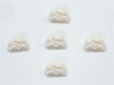 5 Car Figure Buttons Cream, White 15mm long