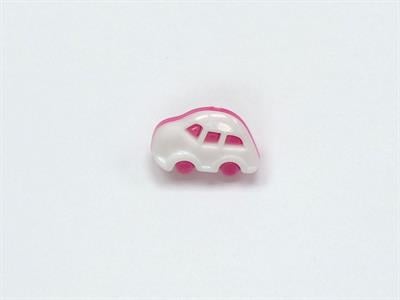 5 Car Figure Buttons Fuchsia, White 15mm long