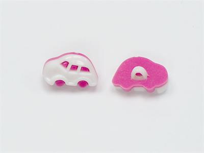 5 Car Figure Buttons Fuchsia, White 15mm long