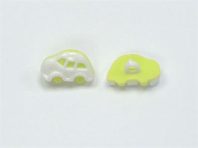 5 Car Figure Buttons Light Green, White 15mm long