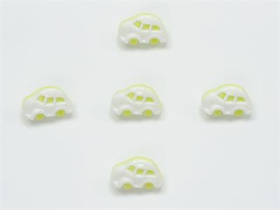 5 Car Figure Buttons Light Green, White 15mm long