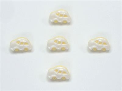 5 Car Figure Buttons Light Yellow, White 15mm long