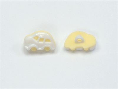 5 Car Figure Buttons Light Yellow, White 15mm long