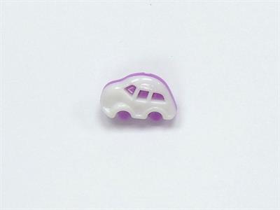 5 Car Figure Buttons Lilac, White 15mm long