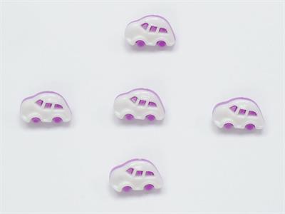 5 Car Figure Buttons Lilac, White 15mm long