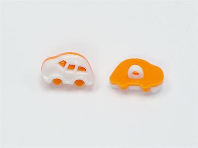 5 Car Figure Buttons Orange, White 15mm long