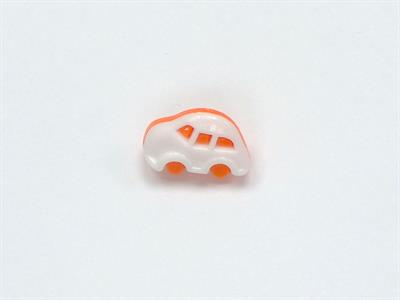 5 Car Figure Buttons Orange, White 15mm long