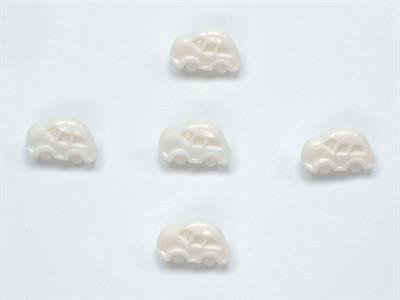 5 Car Figure Buttons White 15mm long