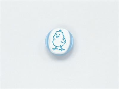 5 Chick Figure Buttons Blue, White 15mm long