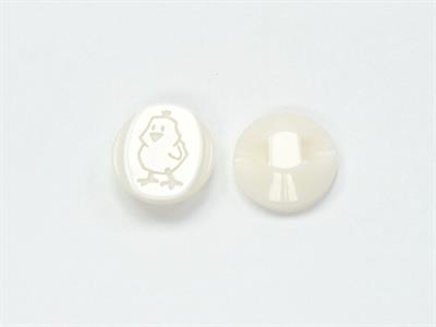 5 Chick Figure Buttons White 15mm long