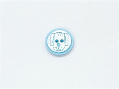 5 Dog Face Figure Buttons Blue, White 15mm long