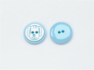 5 Dog Face Figure Buttons Blue, White 15mm long