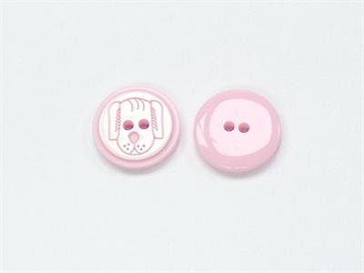 5 Dog Face Figure Buttons Pink, White 15mm long