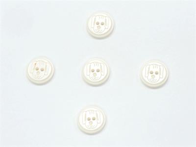 5 Dog Face Figure Buttons White 15mm long