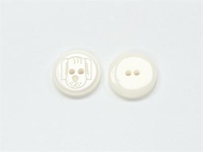 5 Dog Face Figure Buttons White 15mm long