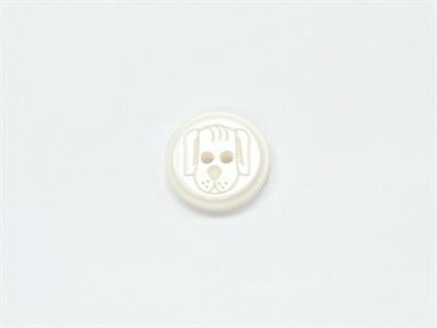 5 Dog Face Figure Buttons White 15mm long