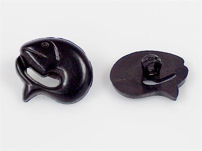 5 Dolphin Figure Buttons Black 15mm long