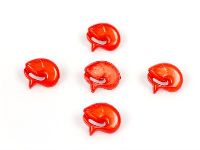 5 Dolphin Figure Buttons Red 15mm long