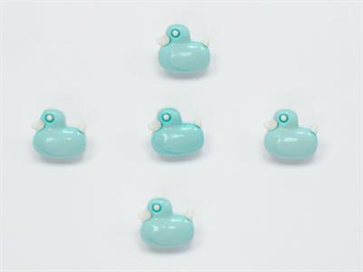 5 Duck Figure Buttons Light Turquoise 15mm long