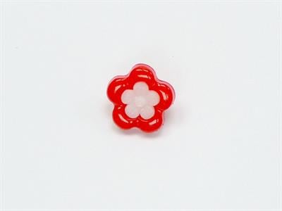 5 Flower Figure Buttons Red, White 15mm long
