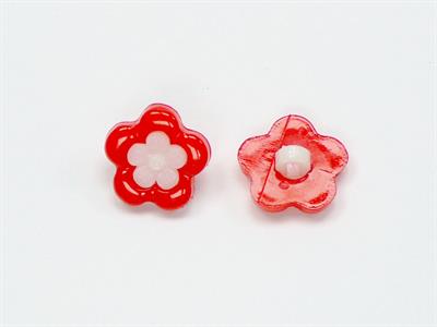 5 Flower Figure Buttons Red, White 15mm long