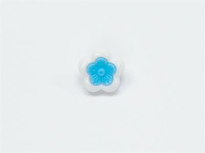 5 Flower Figure Buttons White, Blue 15mm long