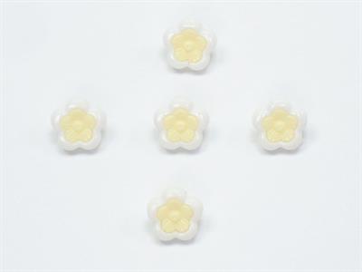 5 Flower Figure Buttons White, Light Green 15mm long