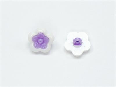 5 Flower Figure Buttons White, Lilac 15mm long