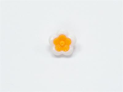 5 Flower Figure Buttons White, Orange 15mm long