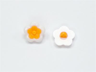 5 Flower Figure Buttons White, Orange 15mm long