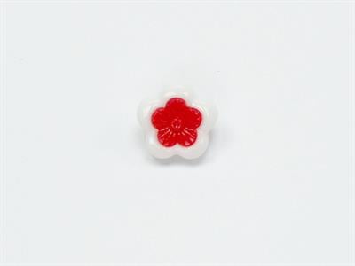 5 Flower Figure Buttons White, Red 15mm long