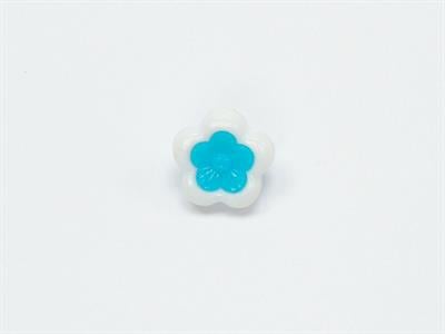 5 Flower Figure Buttons White, Turquoise 15mm long
