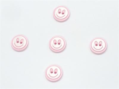 5 Ghost Face Figure Buttons Pink, White 15mm long