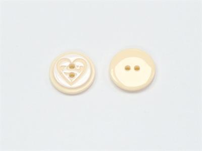 5 Heart Figure Buttons Cream, White 15mm long