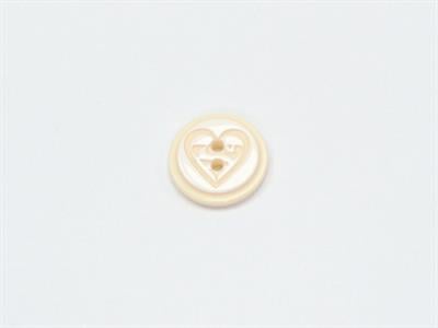 5 Heart Figure Buttons Cream, White 15mm long